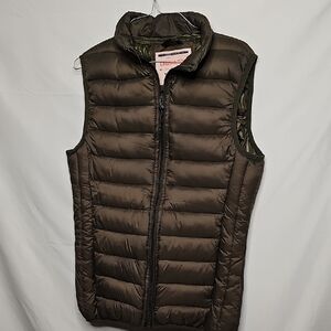 Leehanton Deep Forest Green Zip Up Puffer Vest Sz Medium